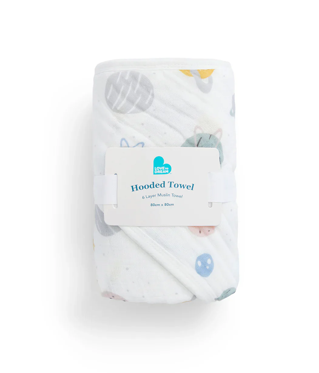 Baby Bath Bundle | Hooded Towel, Wash Cloth | Blush Rocket | White Rocket - Image 2