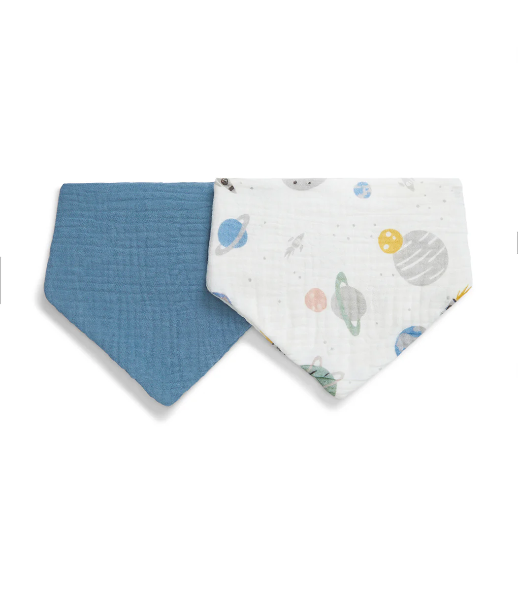Bib 2 Pack Muslin Storm Blue Rocket - Image 4