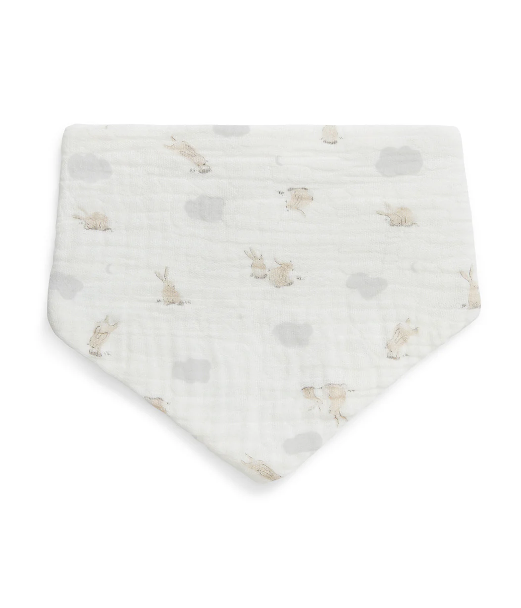 Bib 2 Pack Muslin White Mini Cloud Bunnies - Image 2