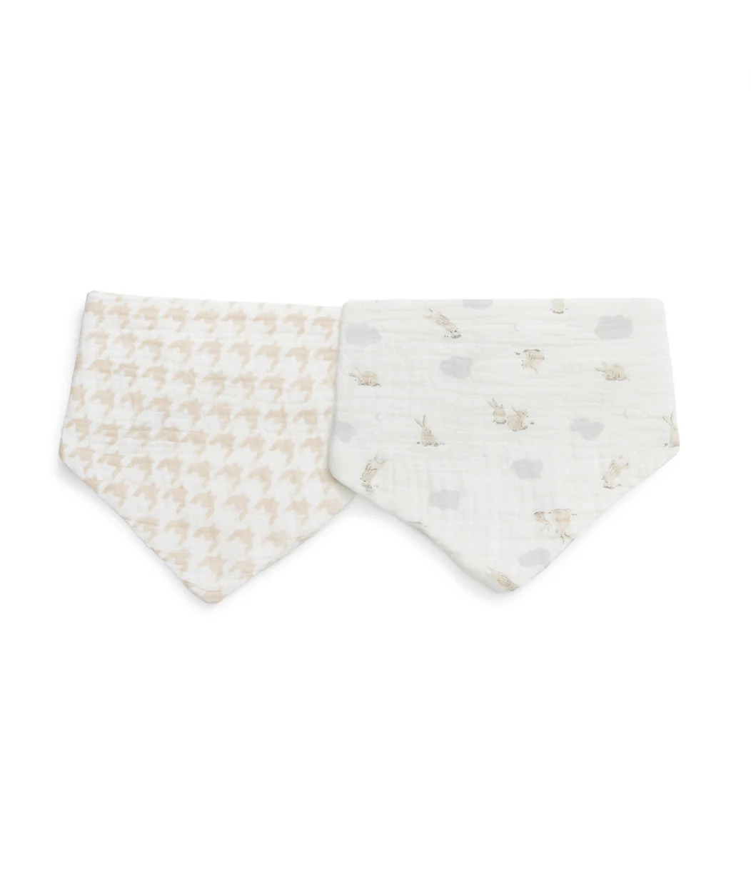 Bib 2 Pack Muslin White Mini Cloud Bunnies - Image 4