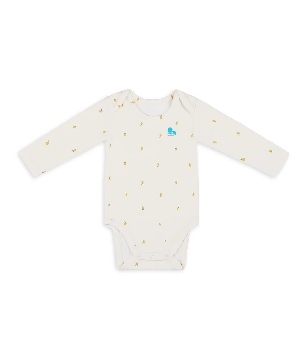 Bodysuit Long Sleeve Snug Fit Viscose from Bamboo Cream Lemons - Image 2