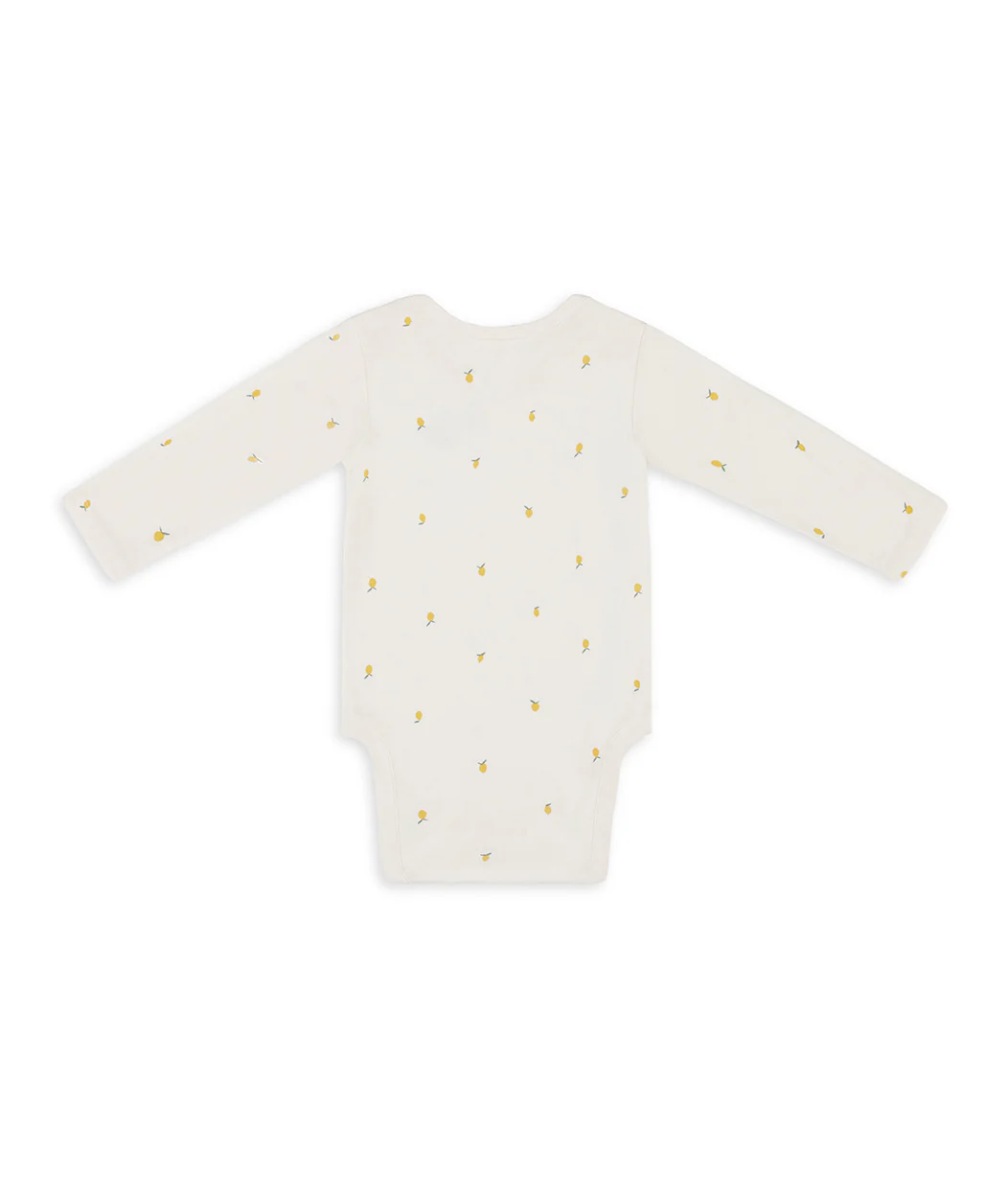 Bodysuit Long Sleeve Snug Fit Viscose from Bamboo Cream Lemons - Image 3