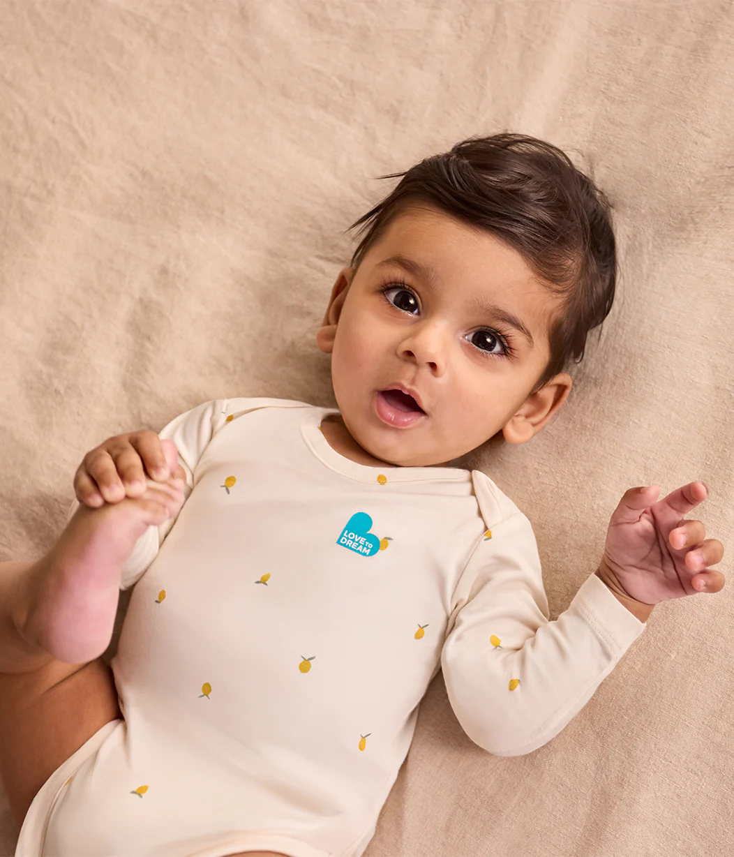 Bodysuit Long Sleeve Snug Fit Viscose from Bamboo Cream Lemons - Image 7