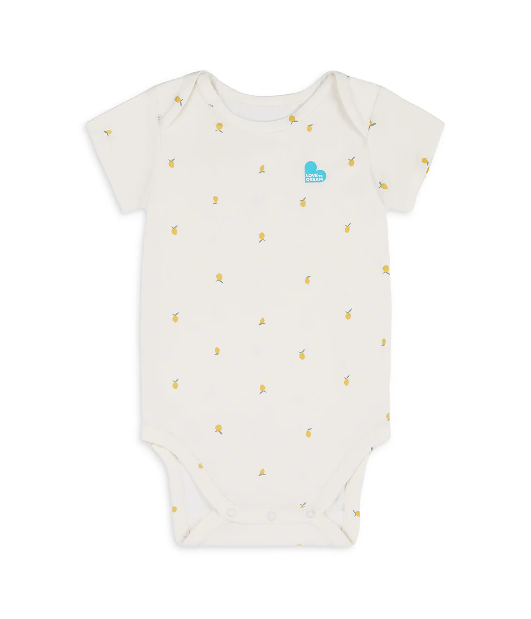 Bodysuit Short Sleeve Snug Fit Viscose from Bamboo Cream Lemons - Image 2