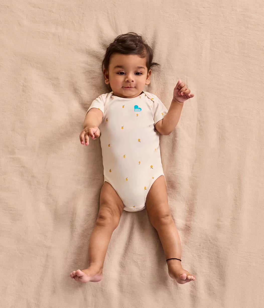 Bodysuit Short Sleeve Snug Fit Viscose from Bamboo Cream Lemons - Image 5