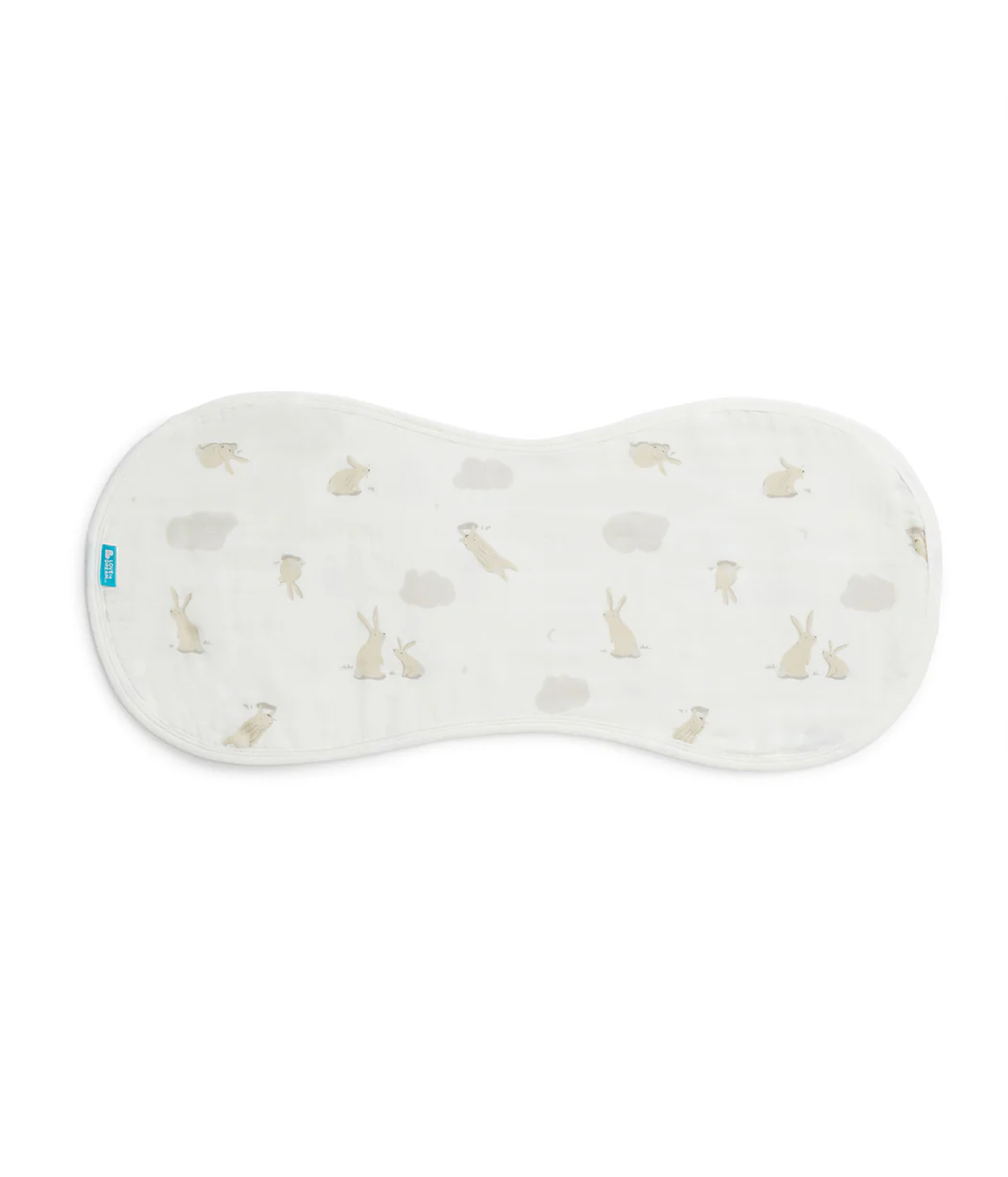 Burp Cloth 2 Pack Muslin White Cloud Bunnies - Image 2