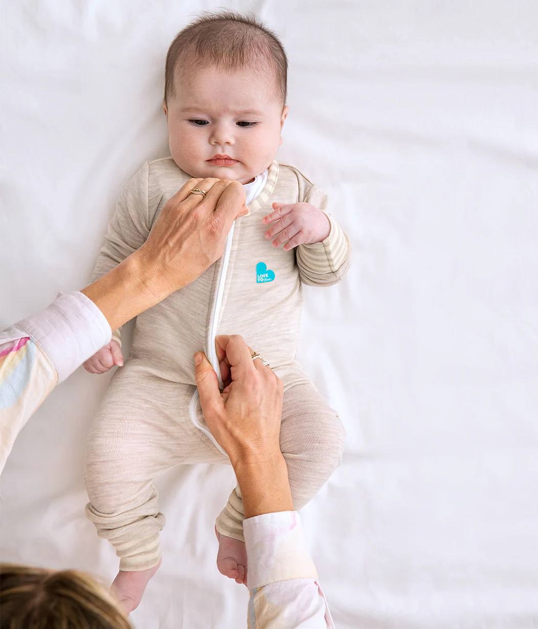 Footless Romper Merino Wool Oatmeal - Image 6