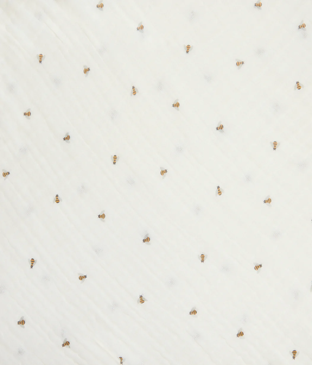 Hooded Towel Muslin Cream Bees - Image 4