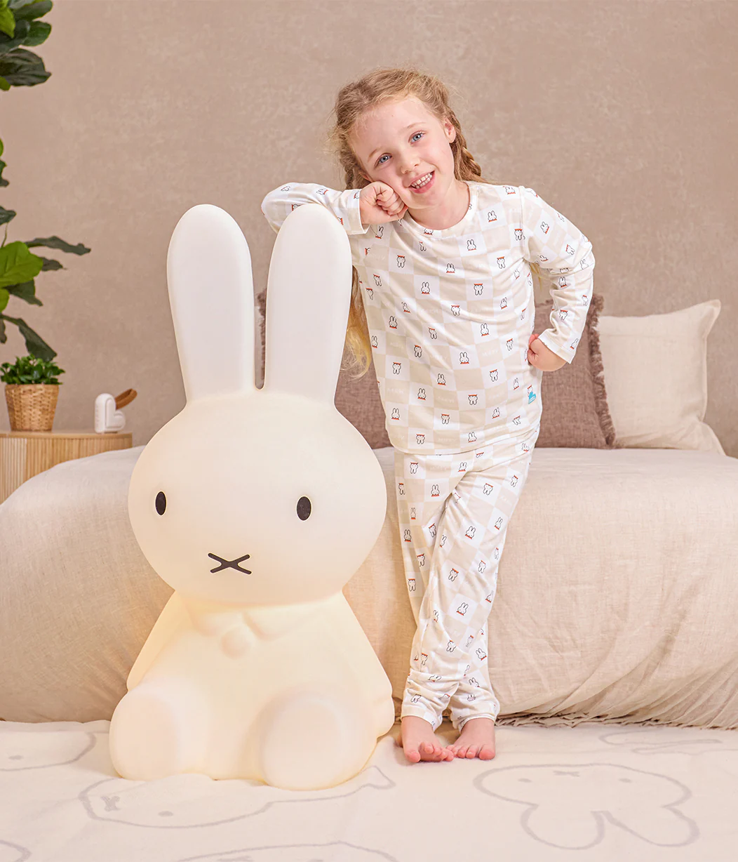 Kids Pajama Set Long Sleeve Snug Fit Viscose from Bamboo Birch Miffy Checker - Image 4