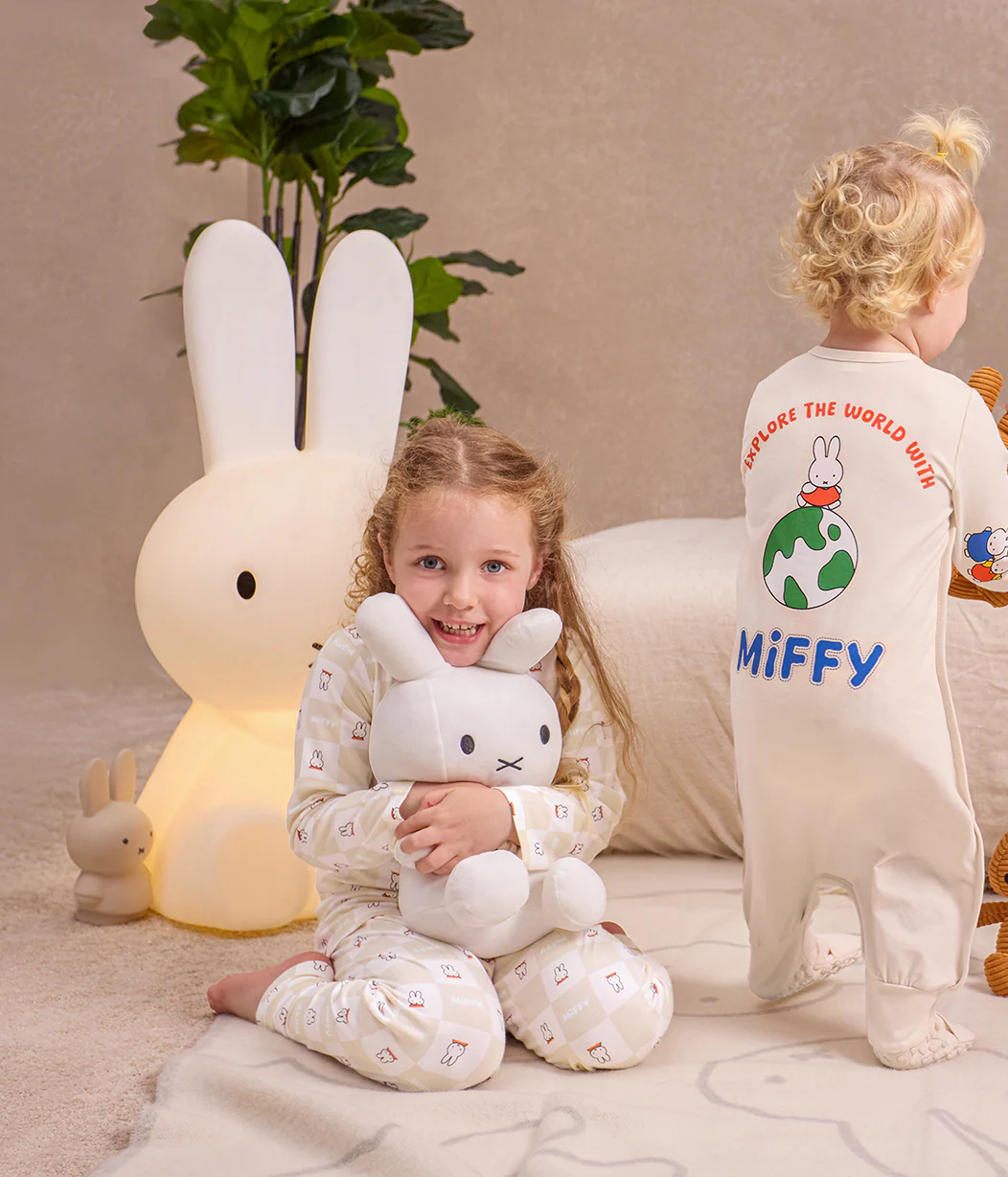 Kids Pajama Set Long Sleeve Snug Fit Viscose from Bamboo Birch Miffy Checker - Image 5
