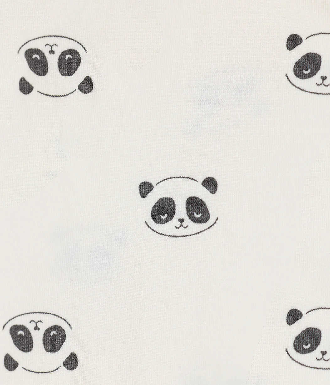 Kids Pajama Set Long Sleeve Snug Fit Viscose from Bamboo Cream Sleepy Pandas - Image 3