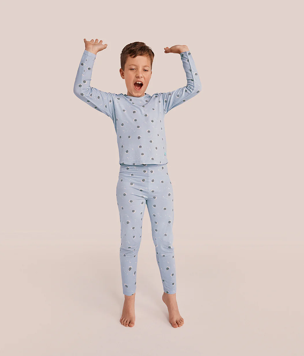 Kids Pajama Set Long Sleeve Snug Fit Viscose from Bamboo Mist Blue Turtally - Image 5