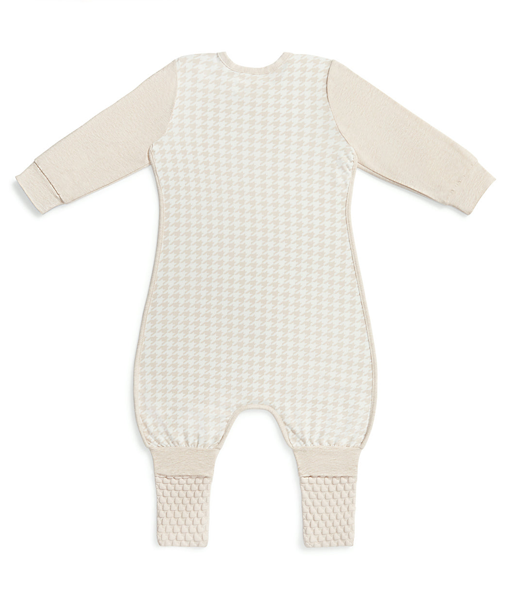 Sleep Suit Long Sleeve 1.0 TOG Cotton Tan Houndstooth - Image 3