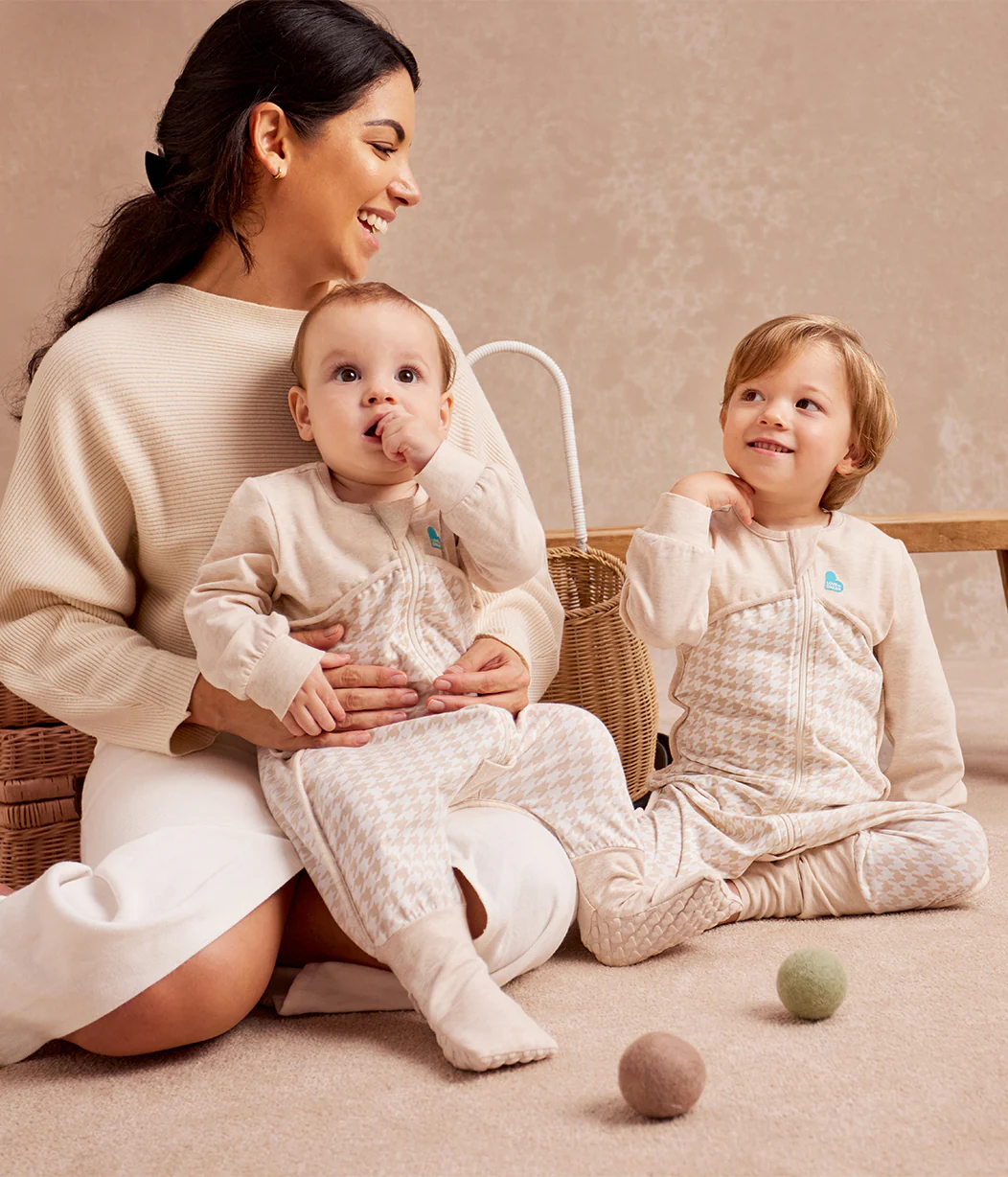 Sleep Suit Long Sleeve 1.0 TOG Cotton Tan Houndstooth - Image 7