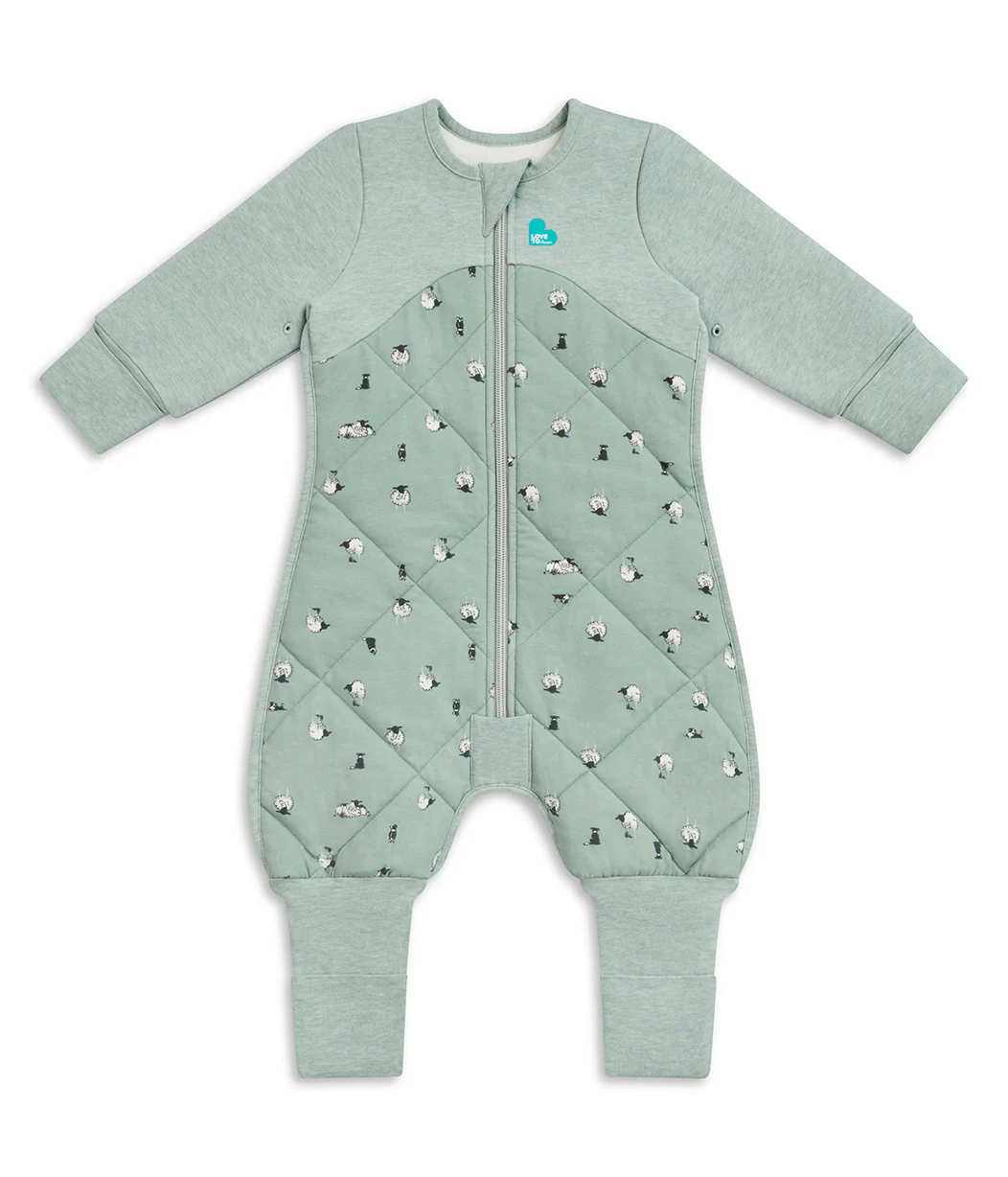 Sleep Suit Long Sleeve 2.5 TOG Organic Cotton/Merino Wool Olive Lamb's Best Friend - Image 2