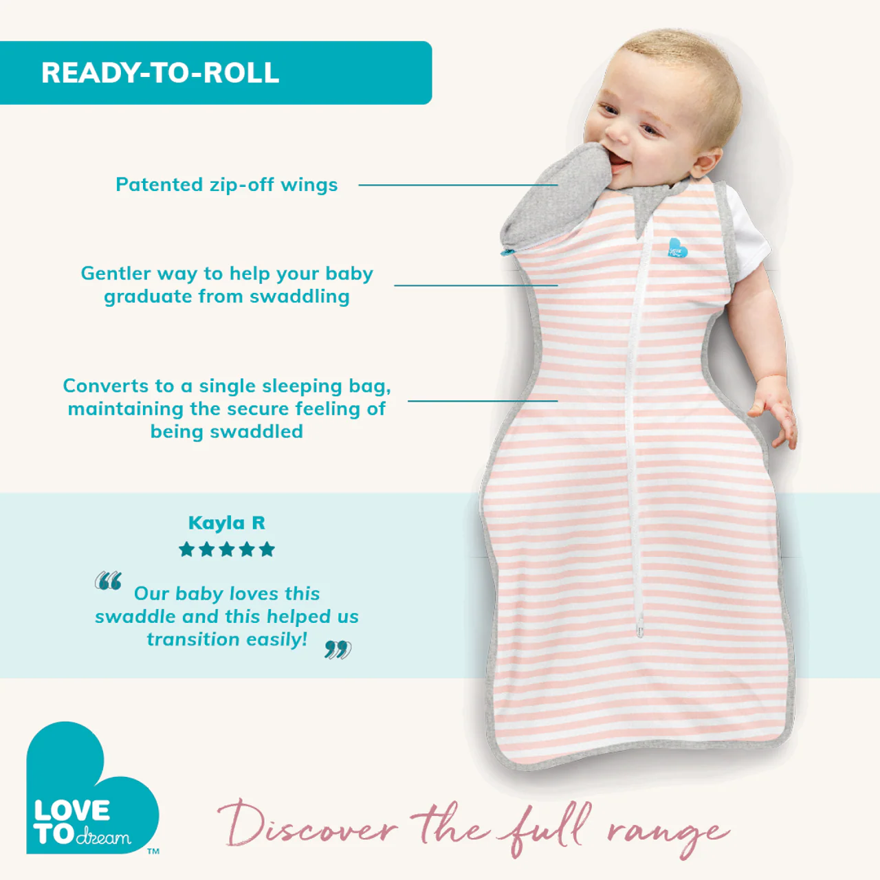 Swaddle Up™ 2-in-1 Transition Bag 1.0 TOG Cotton Gray - Image 4